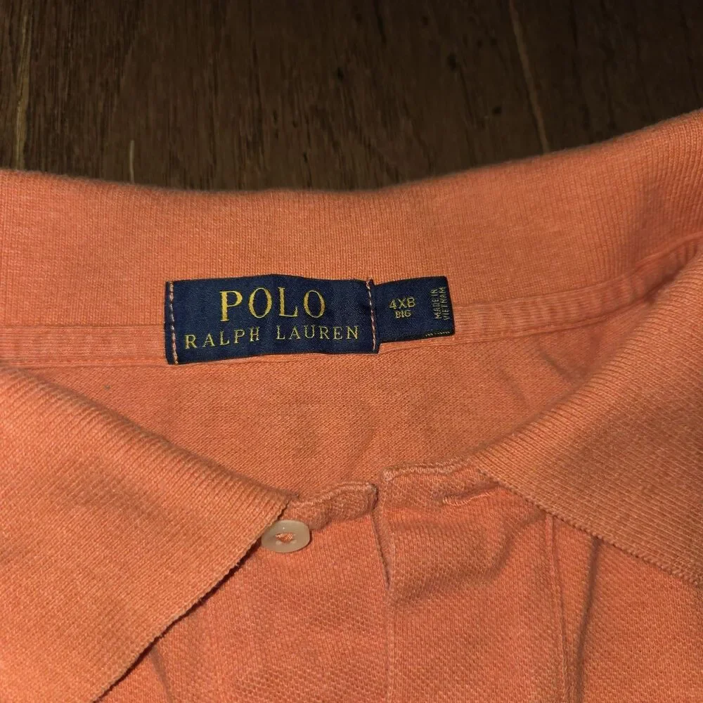 Polo Ralph Lauren Shirt Mens 4XB Big Orange Pony Golf Preppy Casual Cotton